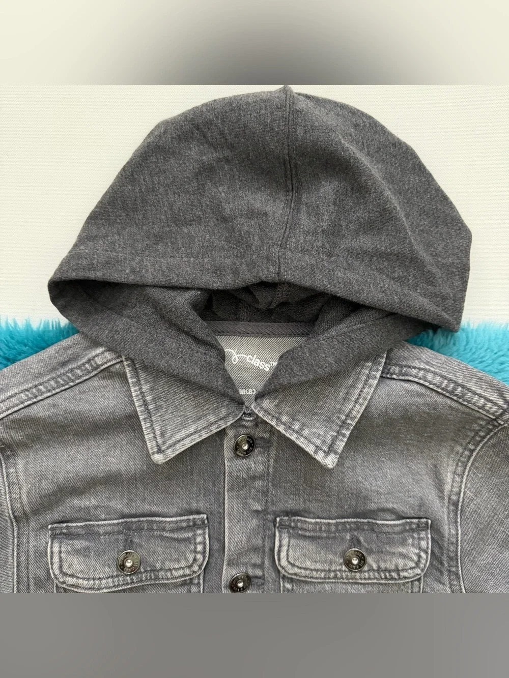 art class Gray Hooded Denim Jacket Size M (8)